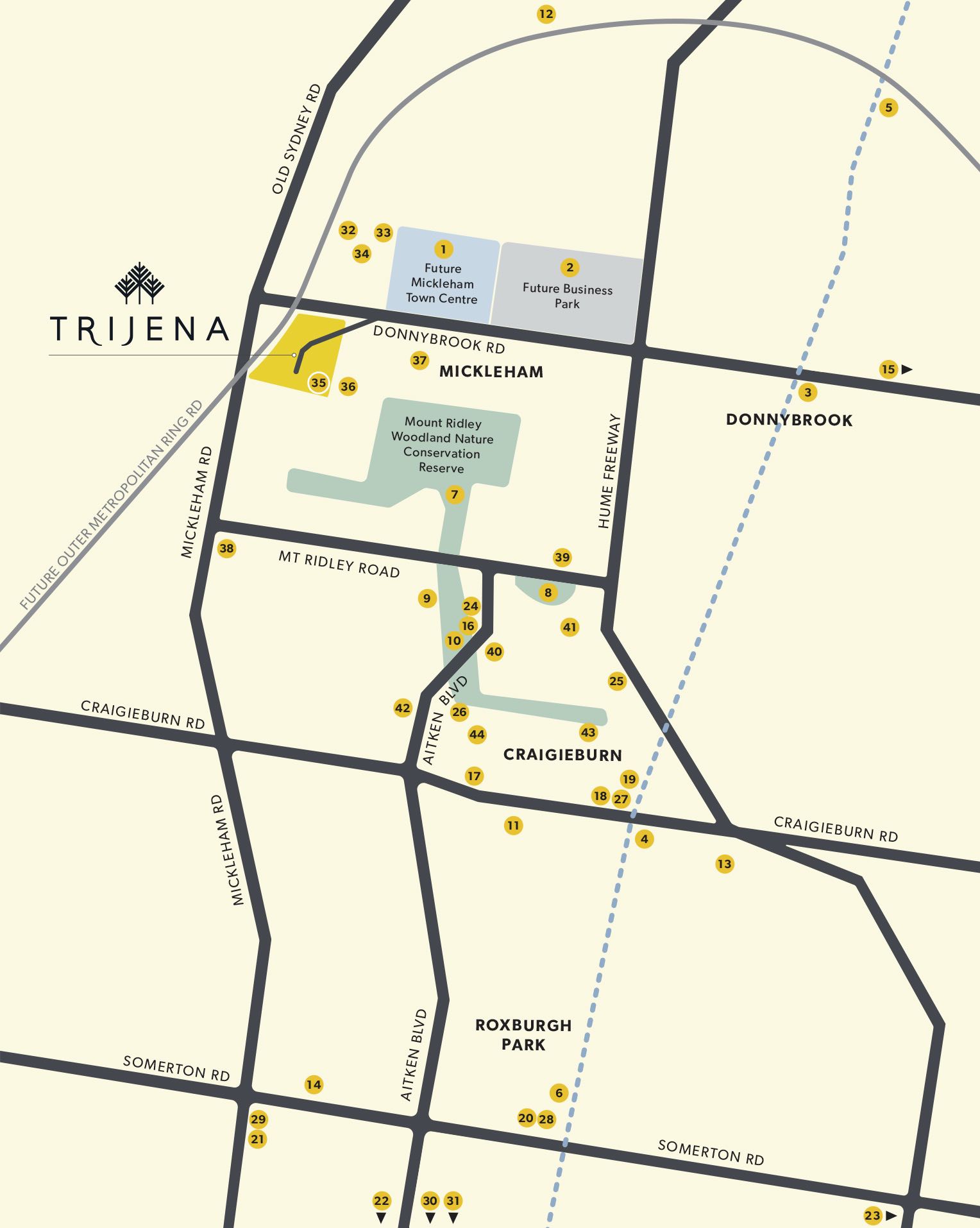Trijena Estate location map